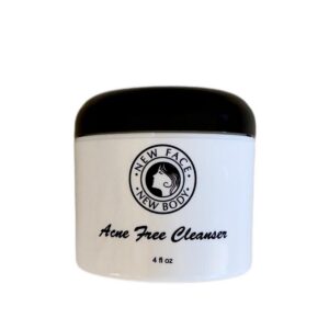 New Face New Body Acne Free Cleanser 4 fl oz jar with black lid front view